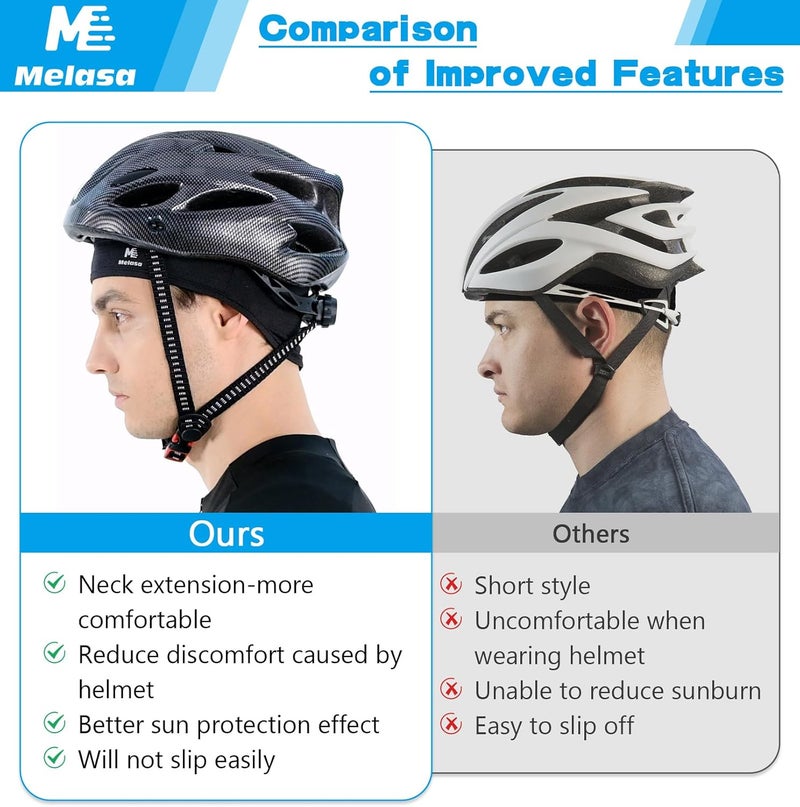 MELASA Skull Cap Cooling Helmet Liner for Hard Hat with Neck Extension Sun Protection Mesh Breathable Sweat Cap for Men Women - Image 3
